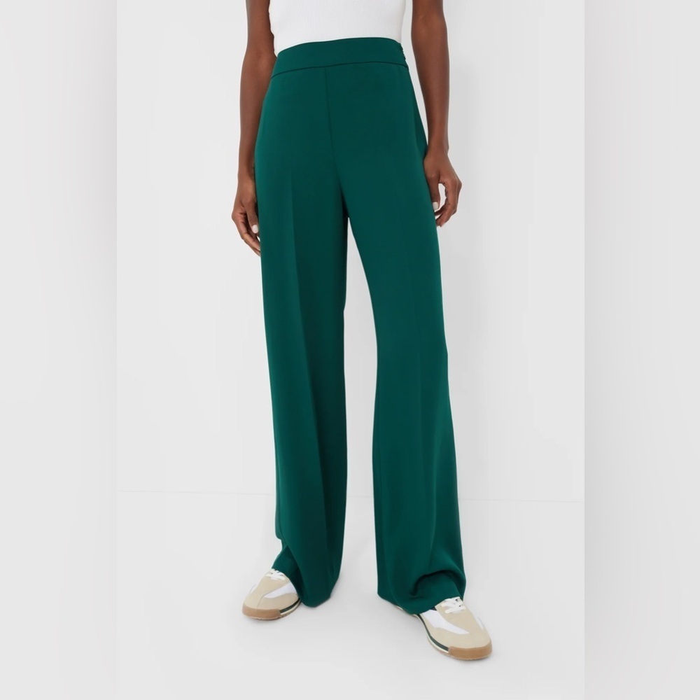 Tuckernuck Erin High Rise Wide Leg Trousers | XXXL | Deep Green Dress Pants NWT - Picture 1 of 9